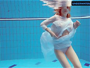 red-haired Diana super hot and ultra-kinky in a milky dress