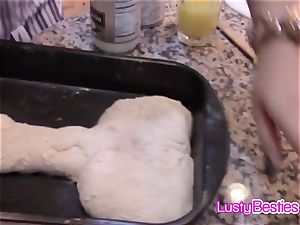 mischievous teen cooks sharing cock in kitchen