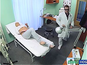 towheaded wannabe nurse drilled by the physician
